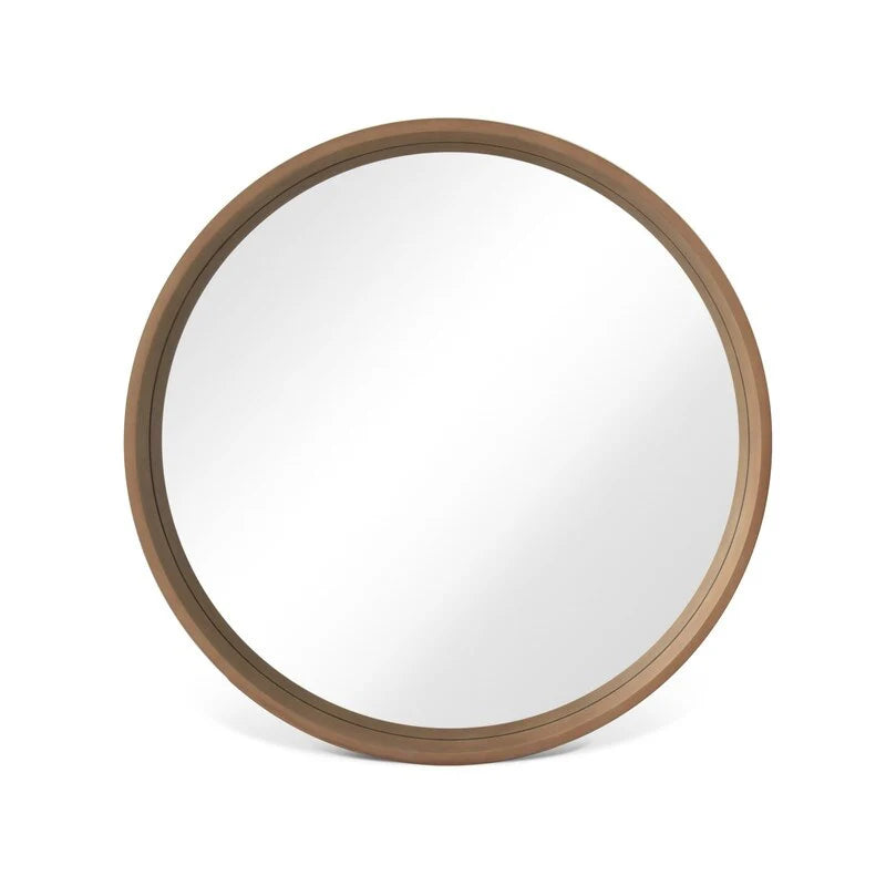 Classic Farmhouse Round Wall Mirror, Wooden Frame Decorative Accent Mirror for Living Room, Bedroom and Entryway