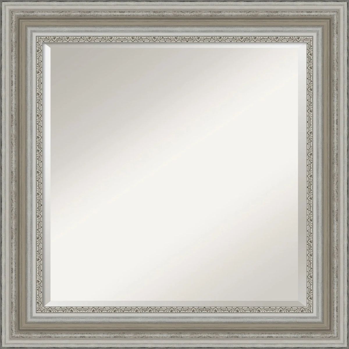 Beveled Bathroom Wall Mirror, Silver Frame Decorative Vanity Mirror for Bathroom, Bedroom and Entryway