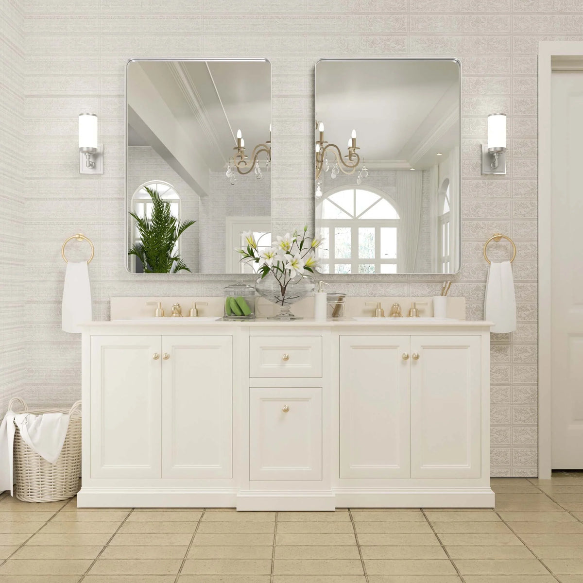 Wall Mirror Vanity Mirror, Bathroom Mirror with Rounded Corners, 1 Piece