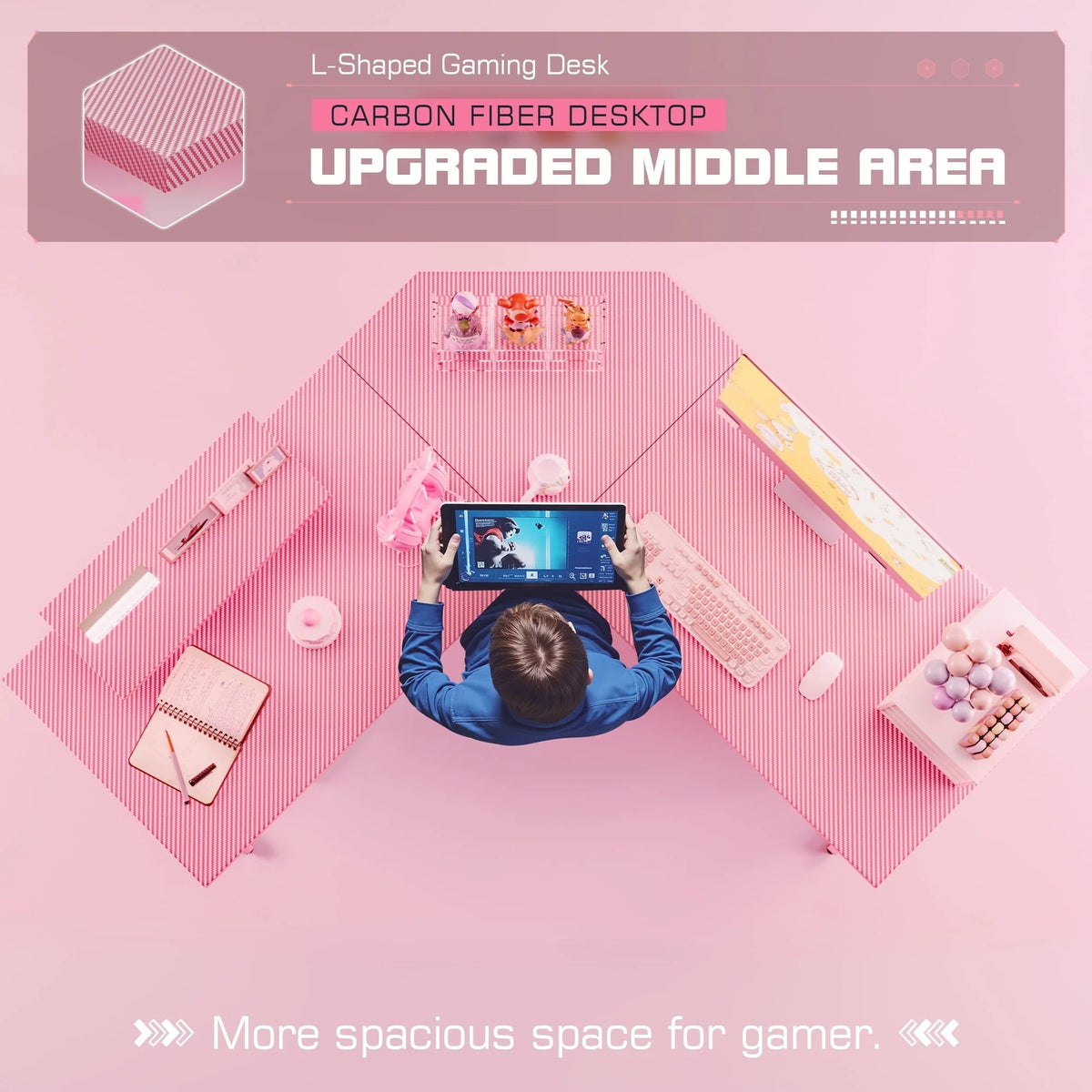 L-Shaped Gaming Desk, Computer Corner Desk and Office Writing Desk for Home