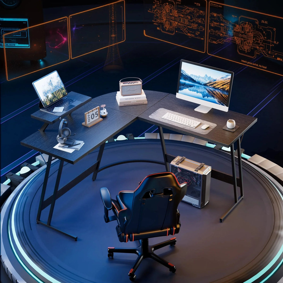 L-Shaped Gaming Desk, Computer Corner Desk and Office Writing Desk for Home