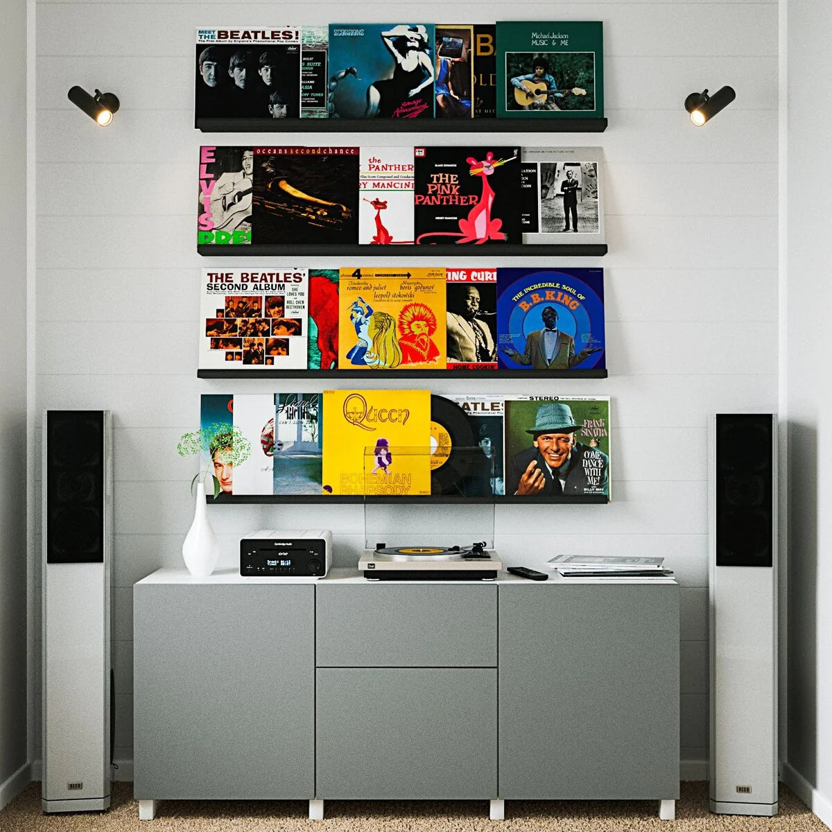 Set of 4 Floating Wall Shelves, 46 Inch Picture Ledge Display Shelves for Photos, Artwork and Home Decor