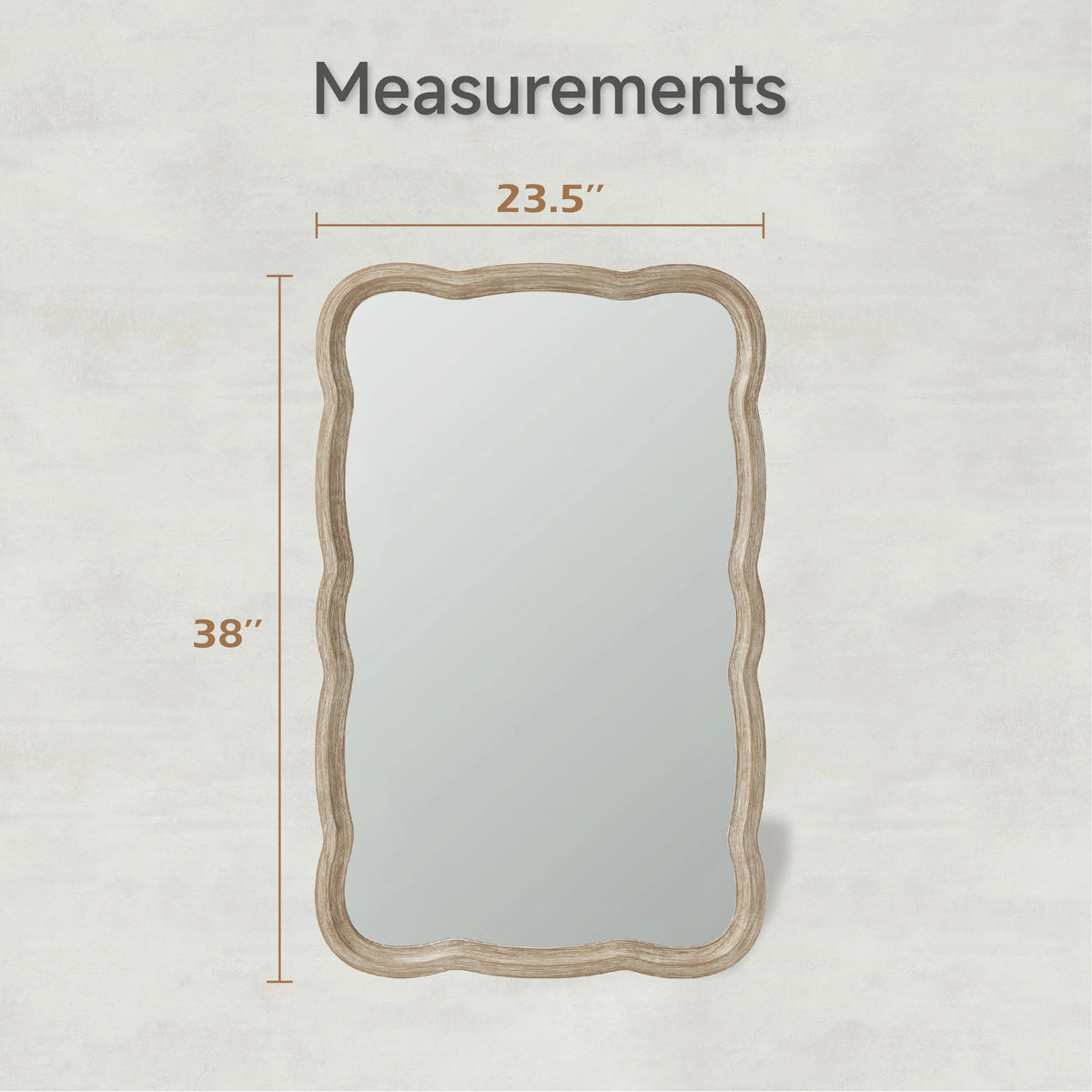 Curved Scallop Wood Frame Accent Mirror, Modern Decorative Wall Mirror for Living Room, Bedroom and Entryway