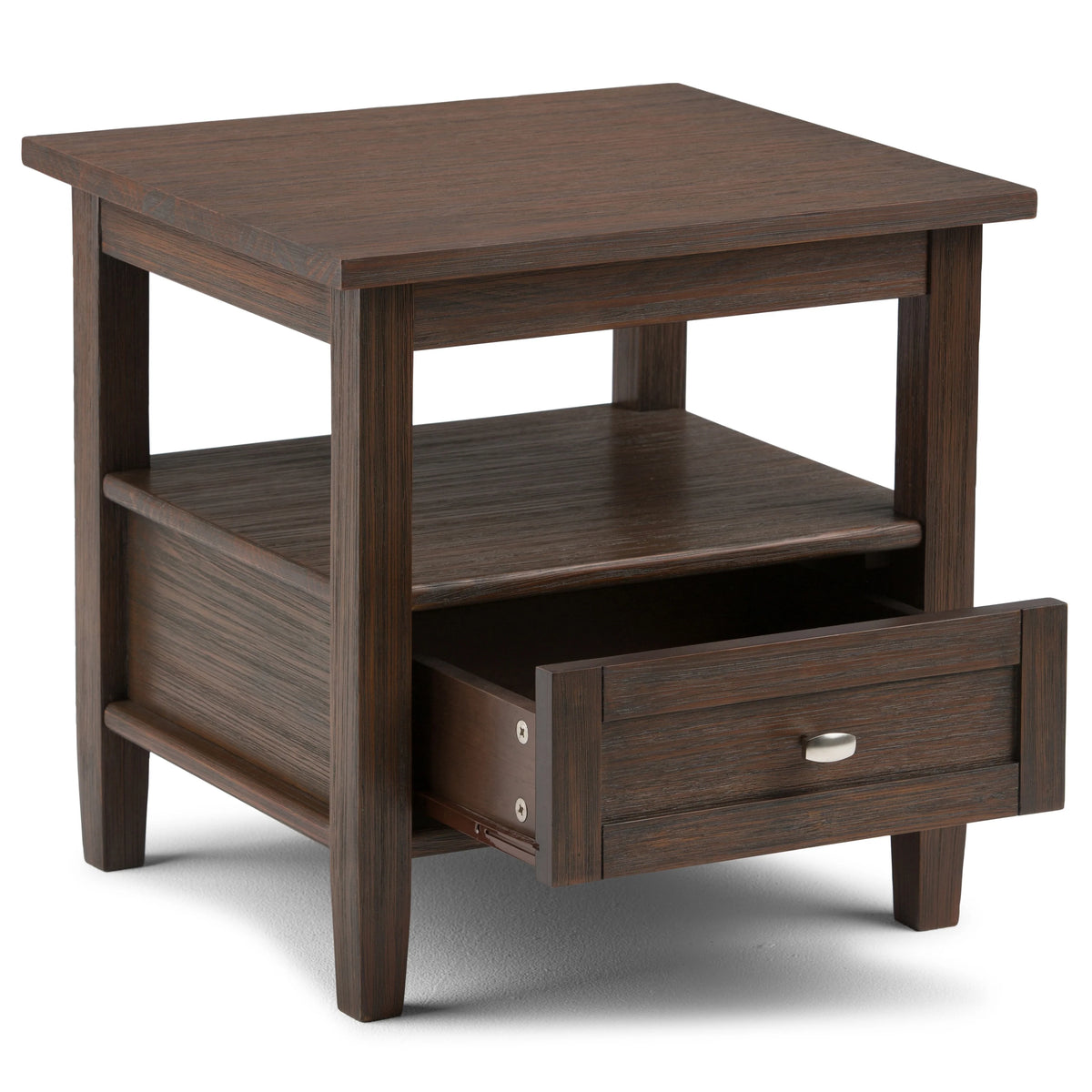 20 Inch Wide Solid Wood Rectangle End Table, Transitional Side Table