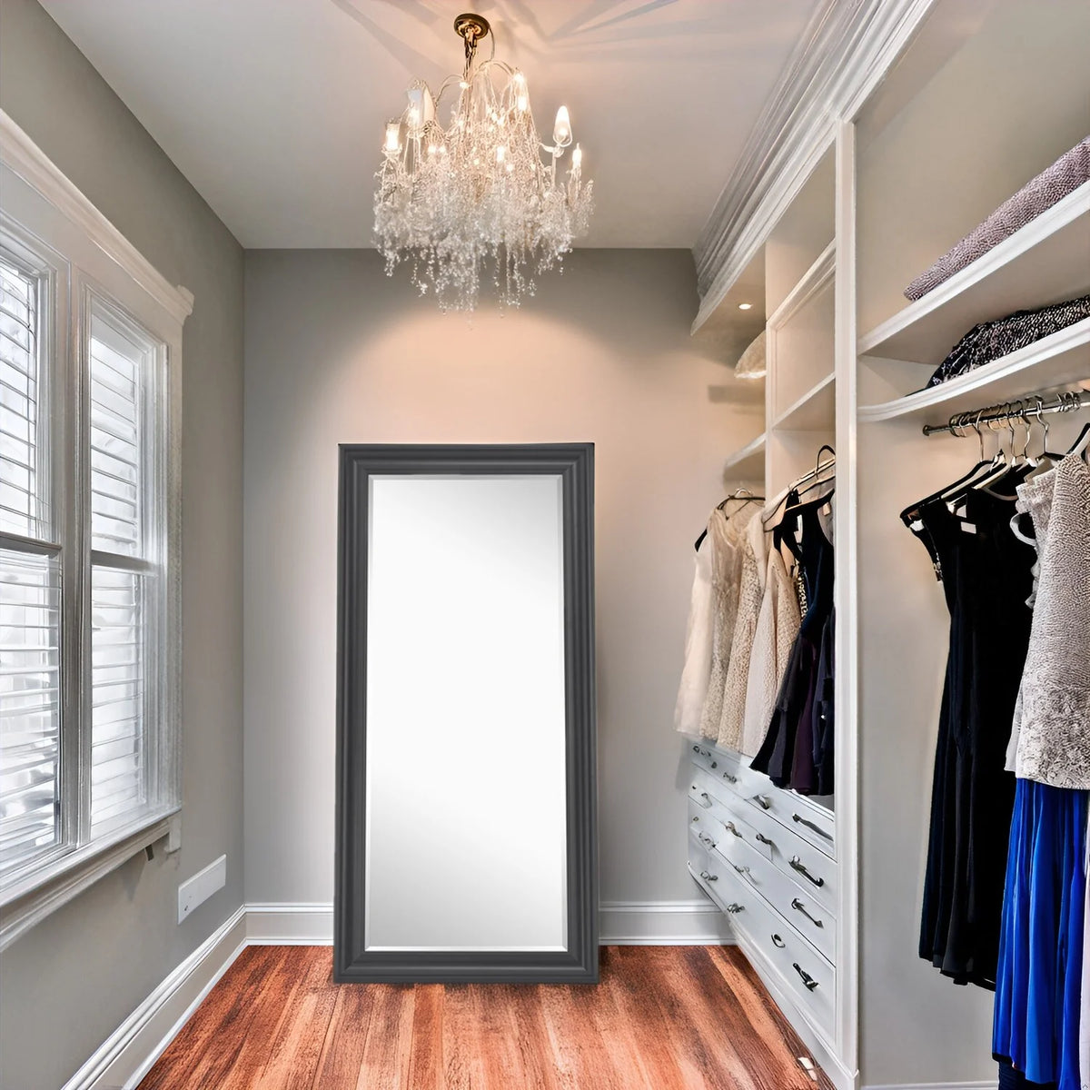 Tall Full Length Mirror, Oversized Rectangle Full Body Wall Mounted Mirror with Smooth Faux Wood Frame
