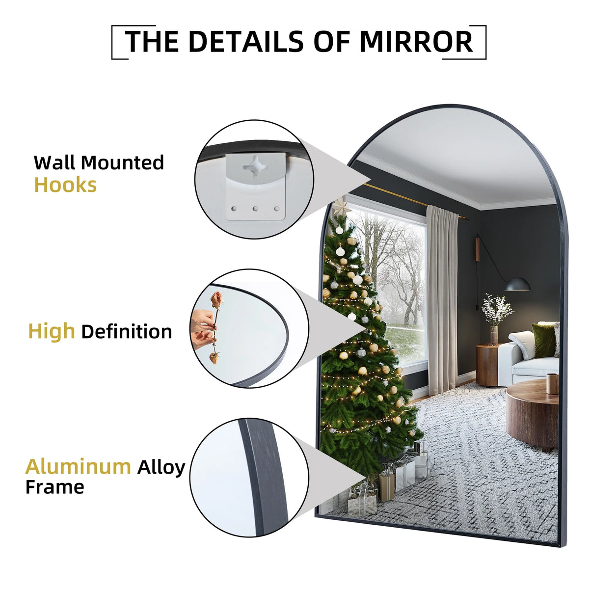 2 Pack 36x24 Inch Arched Bathroom Vanity Mirrors, Wall Mounted Decorative Mirrors for Bathroom and Bedroom