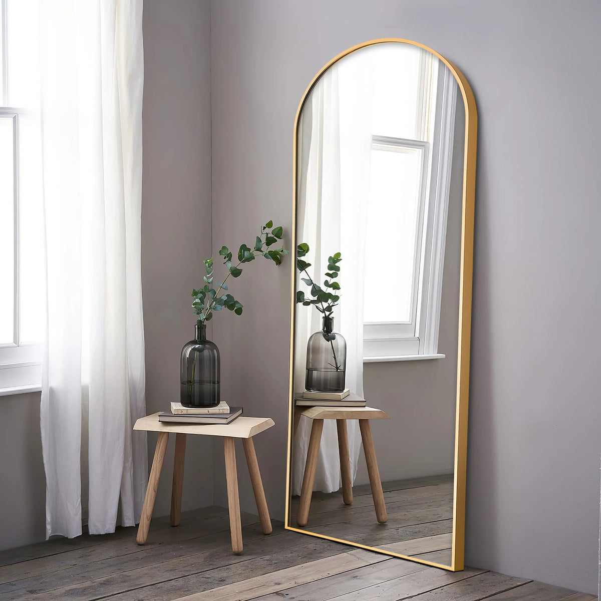 Arched Full Length Floor Mirror, Large Full Body Standing and Wall Mounted Mirror for Bedroom, Living Room and Home Decor