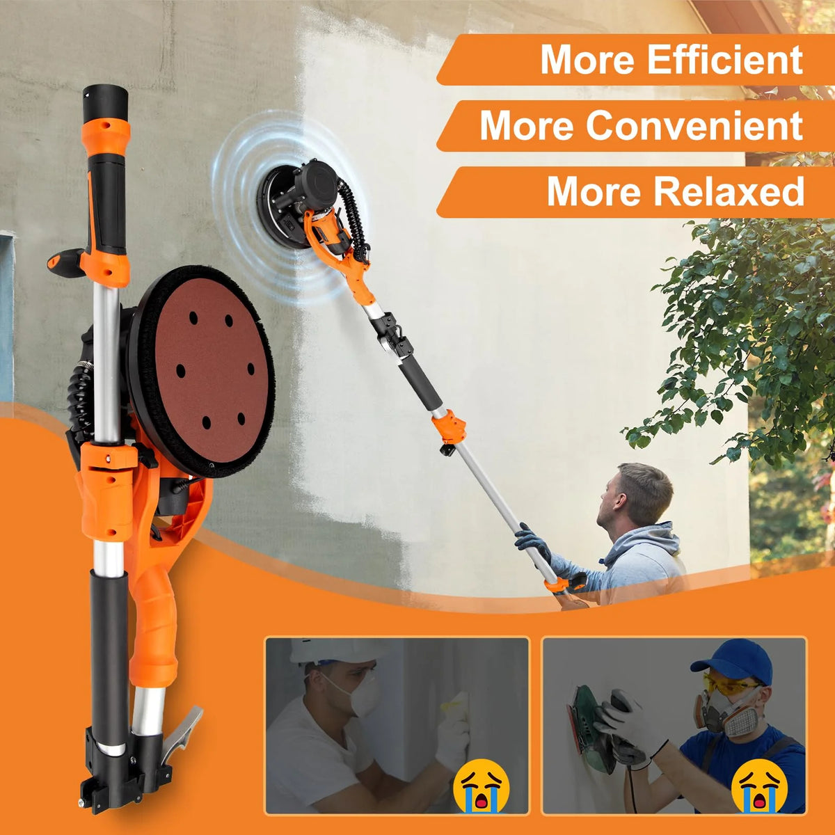 1000W Drywall Sander with Vacuum and LED Light, Electric Wall and Ceiling Sander with Dust Collection