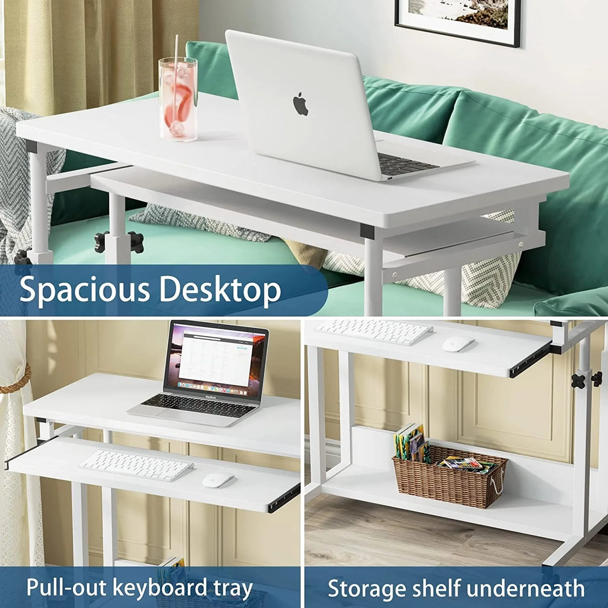 Height Adjustable Laptop Desk, Portable Sofa and Bed Table for Work and Study