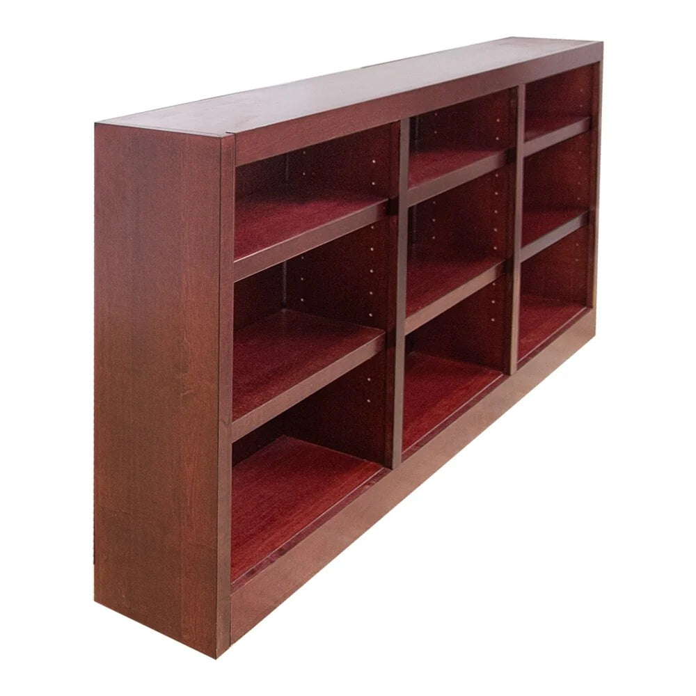 Triple Wide Wood Bookcase, 9 Shelf 36 Inch Tall Bookshelf for Home, Office and Display Storage