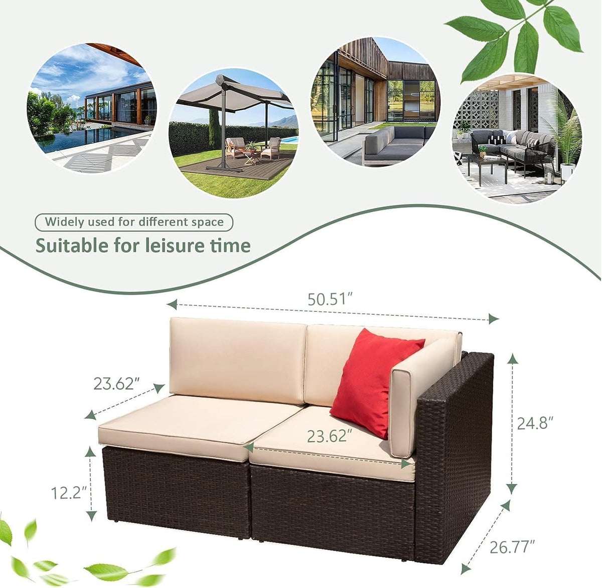 5-Piece All-Weather Patio Furniture Set with Cushions, Outdoor Wicker Conversation Sofa Set for Garden, Deck & Backyard