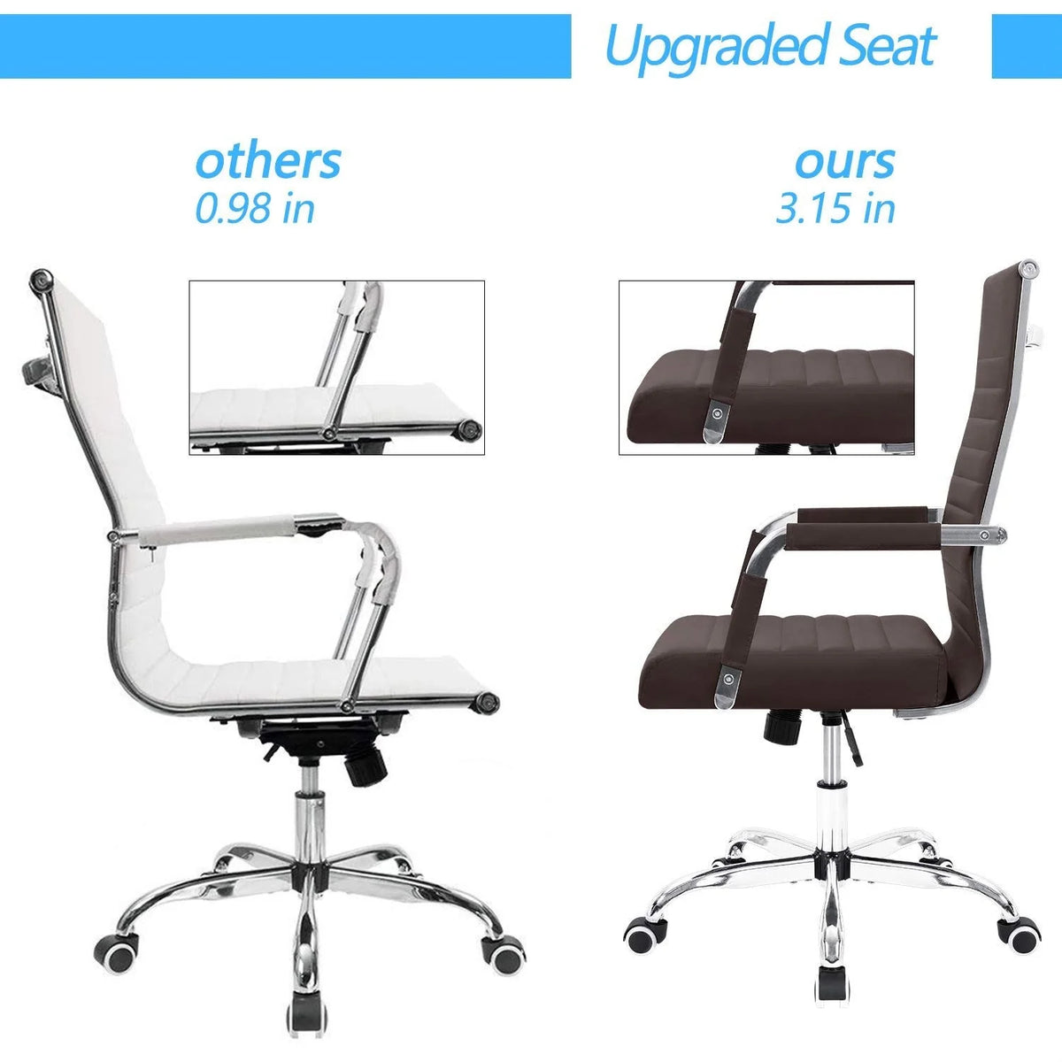 Ergonomic Ribbed Office Chair, Modern Computer Desk Chair with Comfortable Upholstered Seat for Home and Office