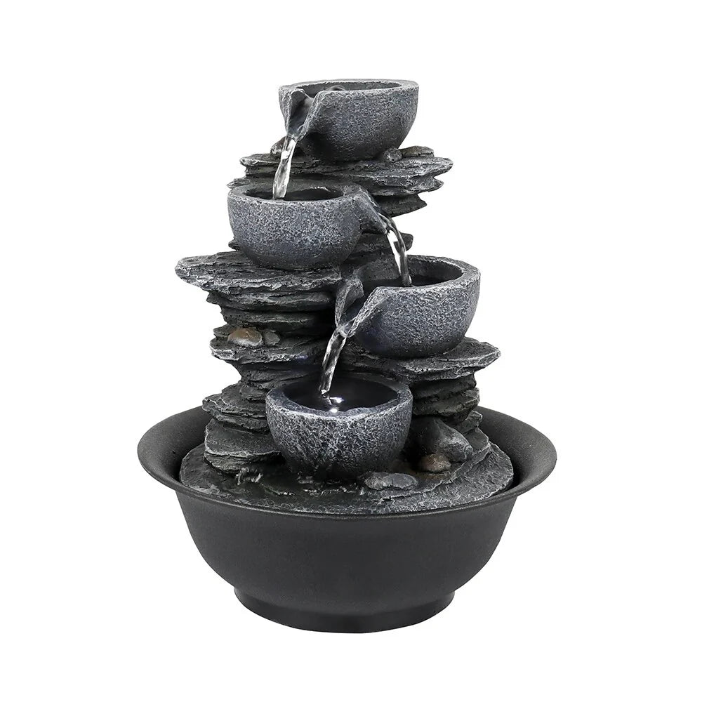 4-Tier Indoor Water Fountain, Relaxing Waterfall Feature for Home, Living Room and Bedroom Decor