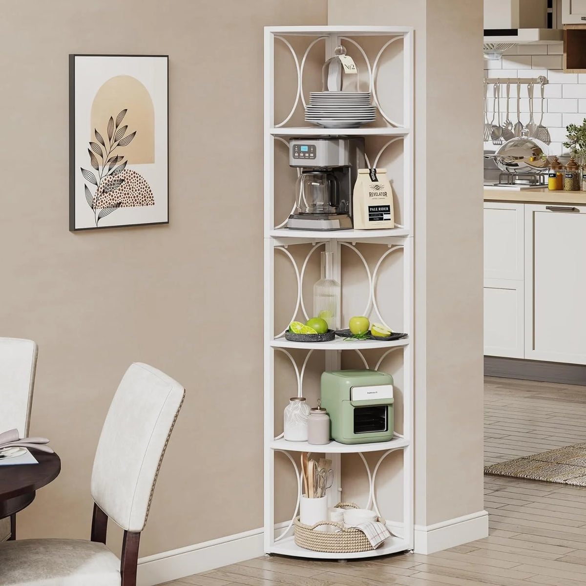 67 Inch Tall Corner Shelf, Freestanding Corner Bookshelf and Storage Shelving Unit