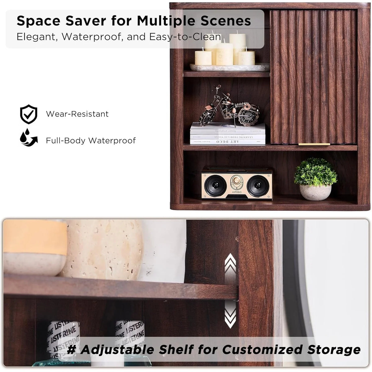 Modern Bathroom Wall Cabinet, Wall Mounted Medicine Storage Organizer with Shelves for Home Organization