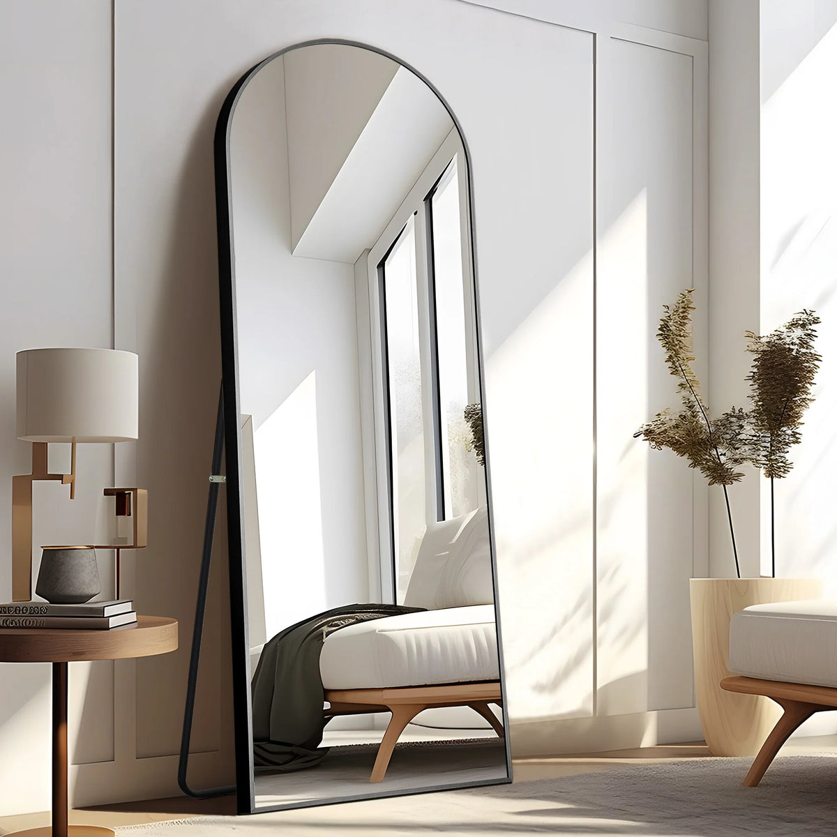 Arched Full Length Floor Mirror, Large Full Body Standing and Wall Mounted Mirror for Bedroom, Living Room and Home Decor