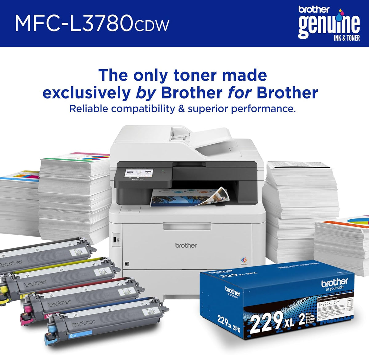 All-In-One Wireless Color Printer with Fast Printing, Scanning, Copying and Faxing