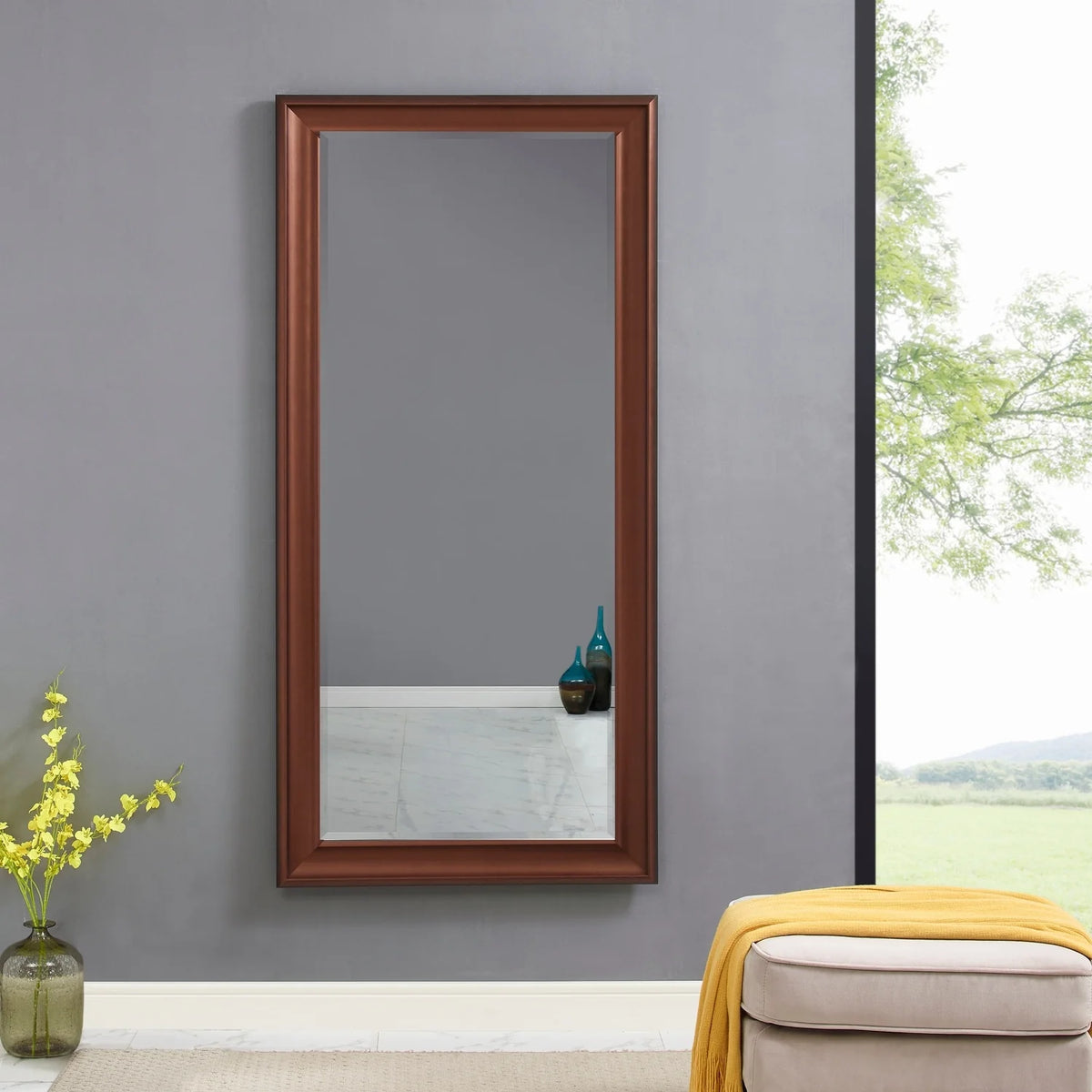 Tall Full Length Mirror, Oversized Rectangle Full Body Wall Mounted Mirror with Smooth Faux Wood Frame
