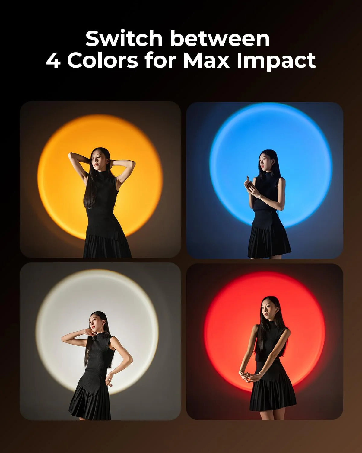 RGB LED Photography Flashlight, 4 Color Portable Fill Light for Photography, Video and Content Creation