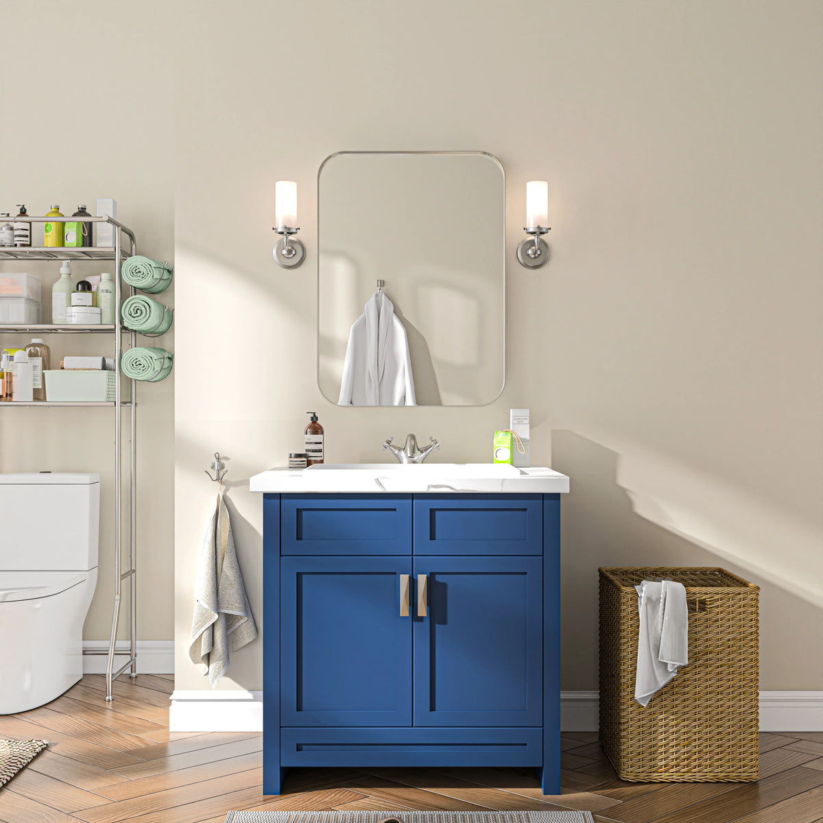 Aluminum Alloy Rounded Corner Vanity Mirror, Modern Wall Mounted Mirror for Bathroom, Bedroom and Home Decor