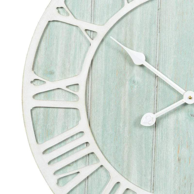Green Blue Quartz Coastal Wall Clock, Decorative Nautical Wall Clock for Living Room, Bedroom and Home Decor
