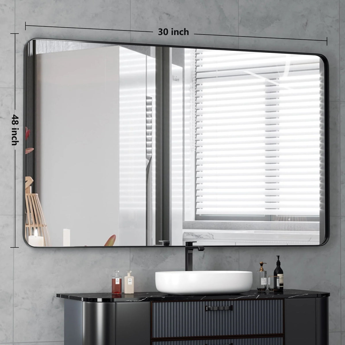 Wall Mirror Vanity Mirror, Bathroom Mirror with Rounded Corners, 1 Piece