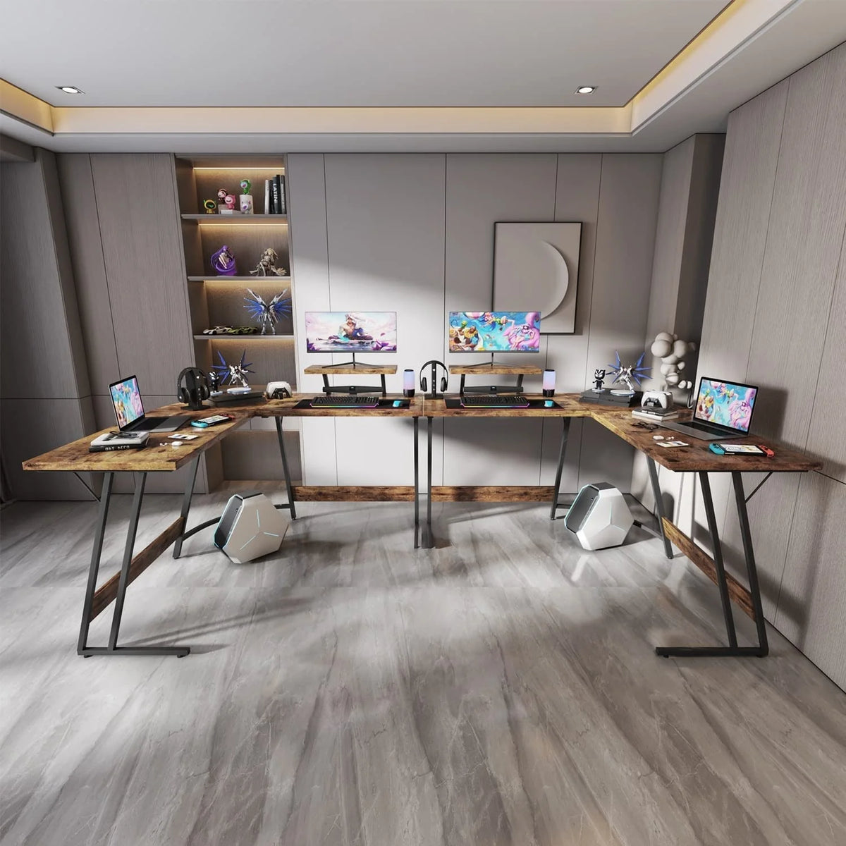 L Shaped Gaming Desk, Corner Computer PC Workstation for Gaming, Home Office and Study