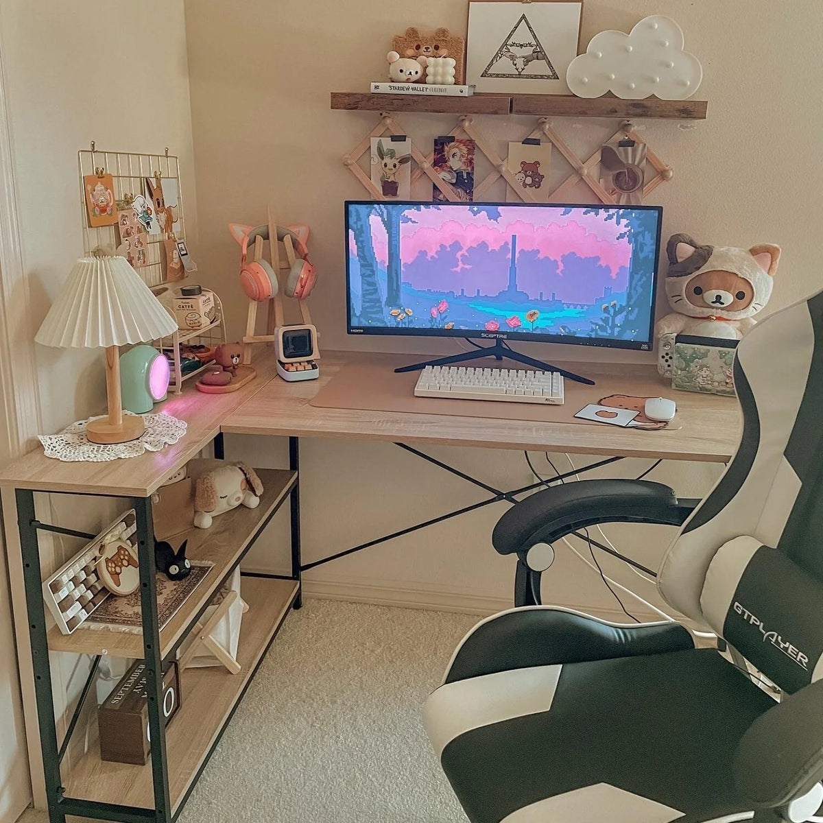 Small L Shaped Computer Desk with Storage Shelves, Compact Corner Workstation for Home Office and Study