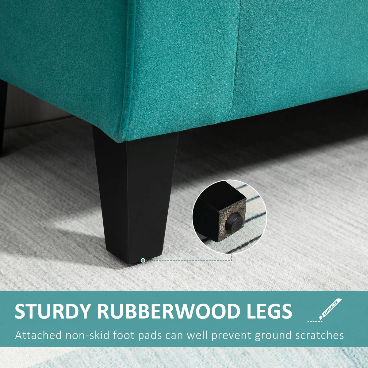 Button-Tufted Storage Ottoman Bench, Upholstered Bed Bench with Rolled Armrests for Bedroom, Living Room and Hallway