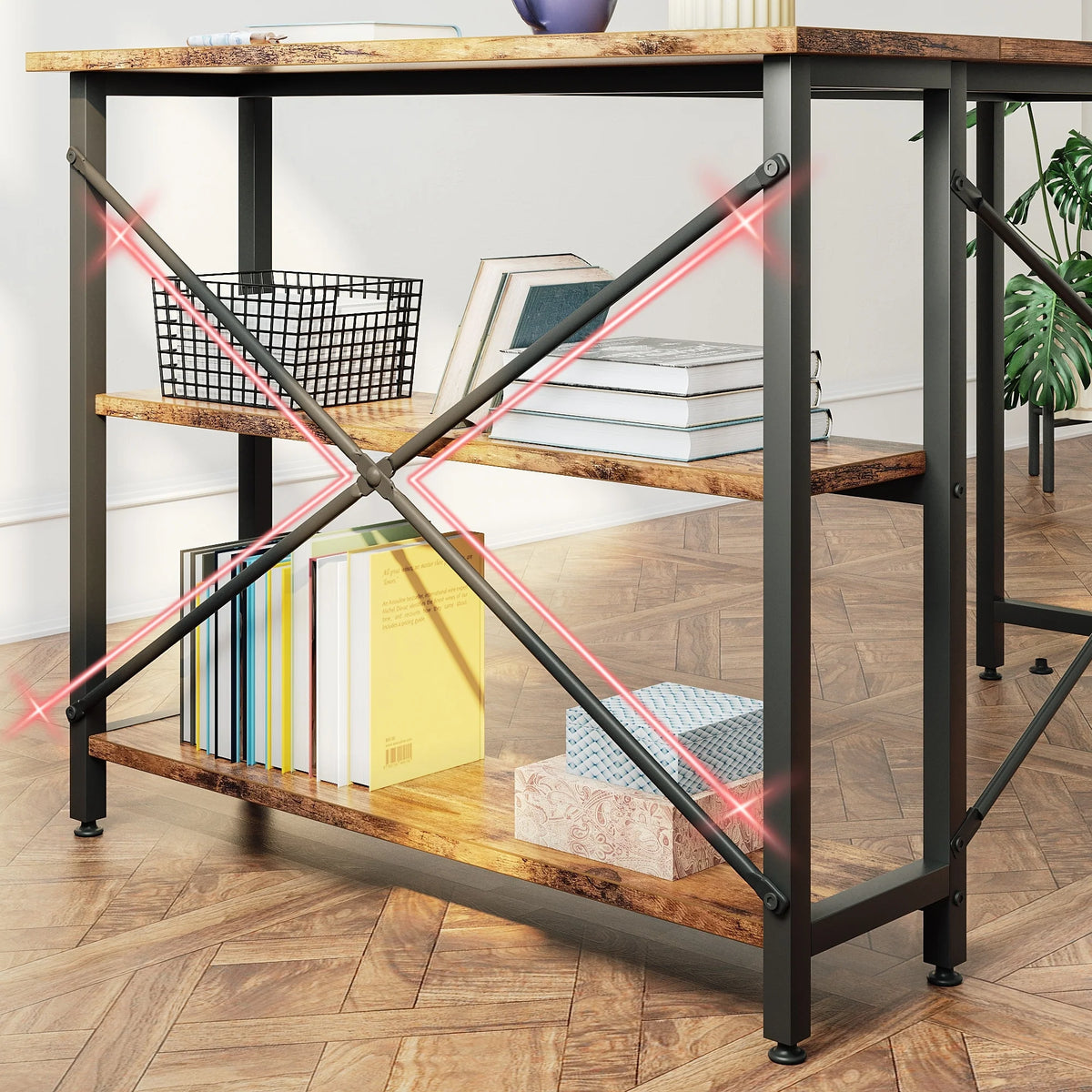 Small L Shaped Computer Desk with Storage Shelves, Compact Corner Workstation for Home Office and Study
