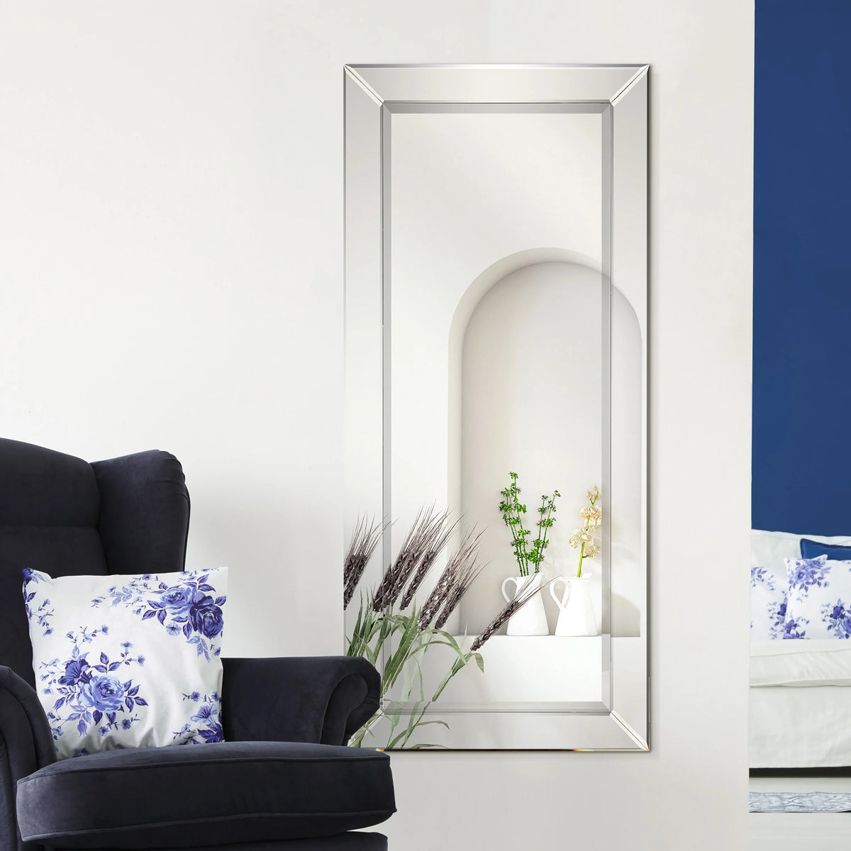 Beveled Rectangular Clear HD Wall Mirror, Bathroom Vanity and Bedroom Mirror, 3 Sizes
