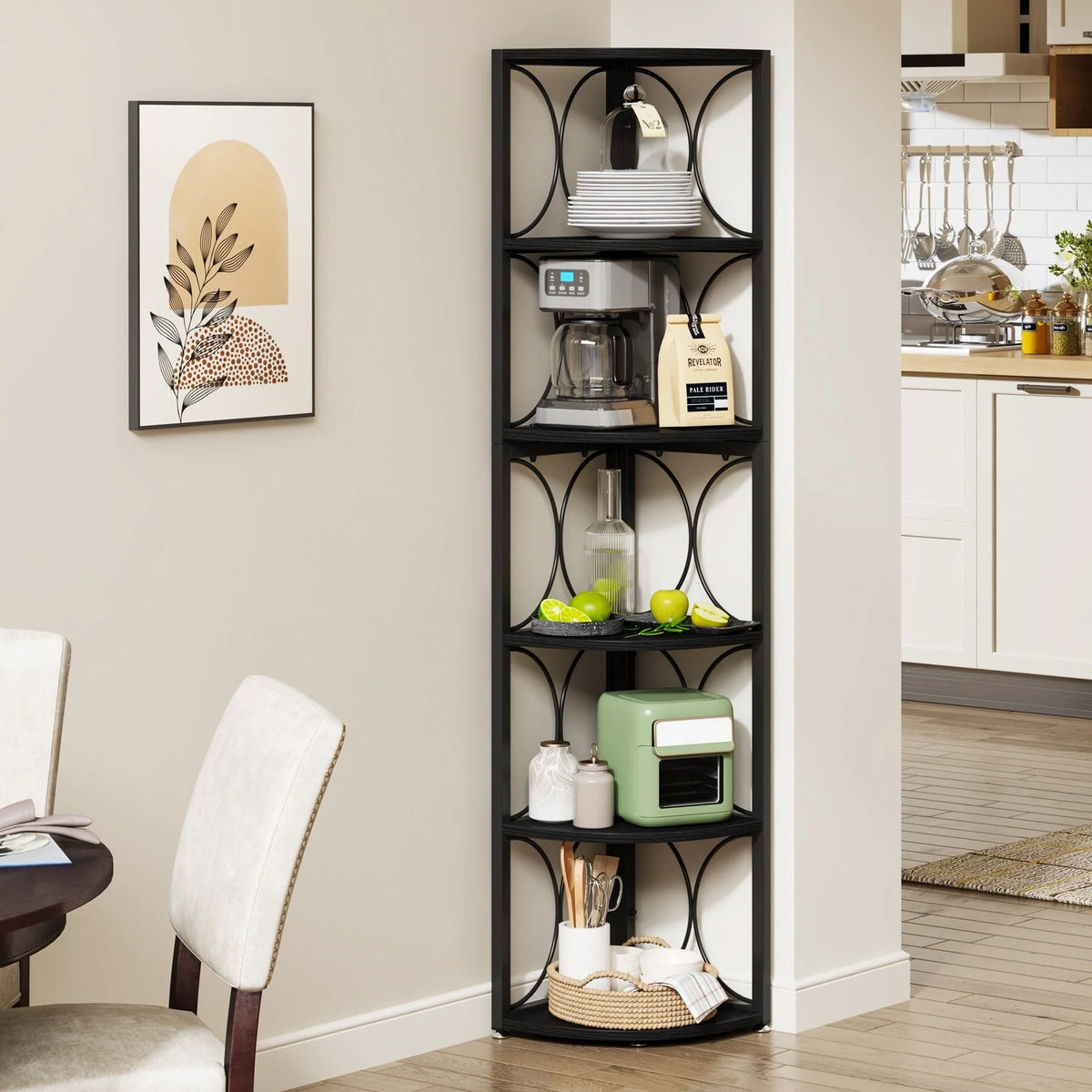 67 Inch Tall Corner Shelf, Freestanding Corner Bookshelf and Storage Shelving Unit