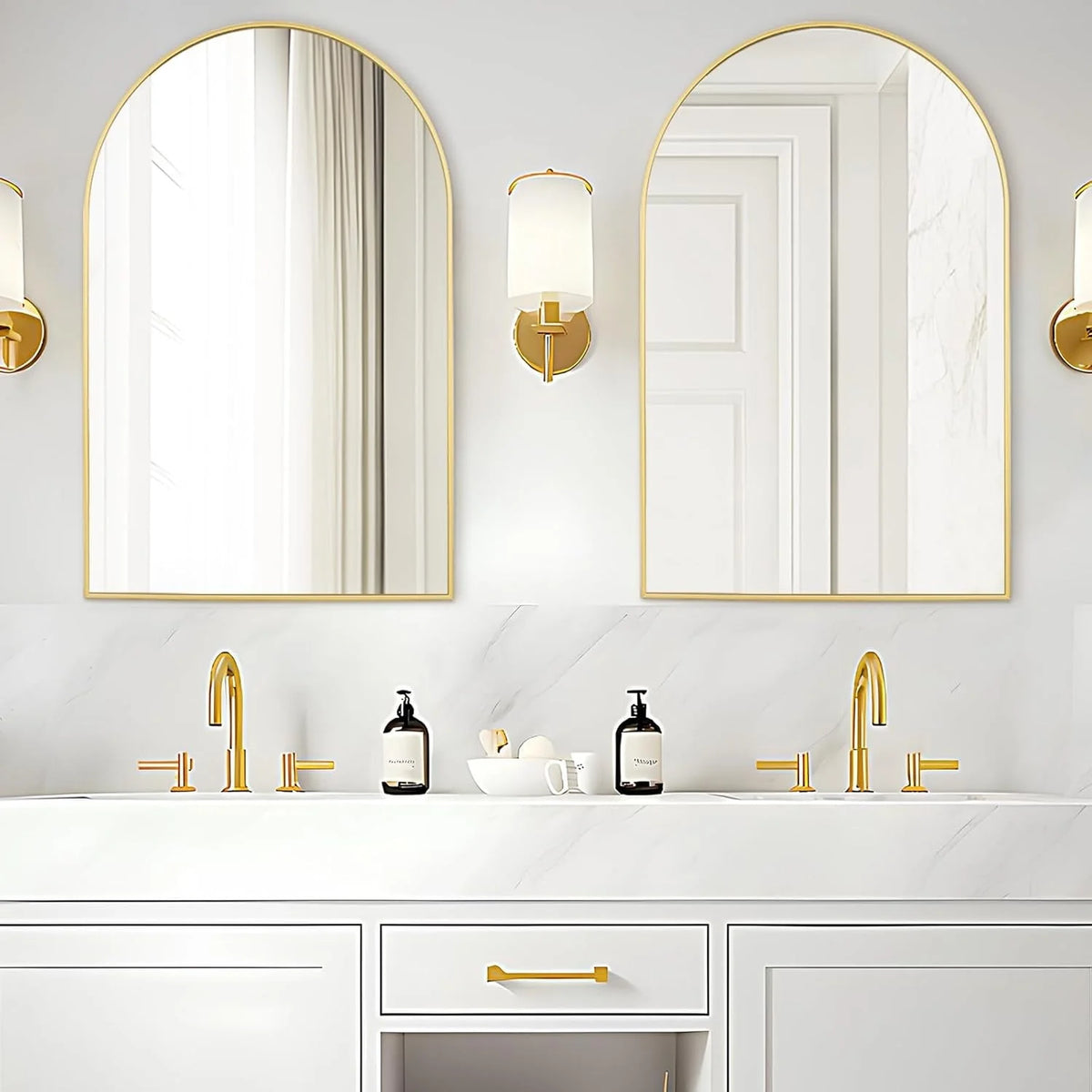 Modern Arch Aluminum Bathroom Wall Mirror, Wall Mounted Vanity Mirror for Bathroom, Bedroom and Home Decor