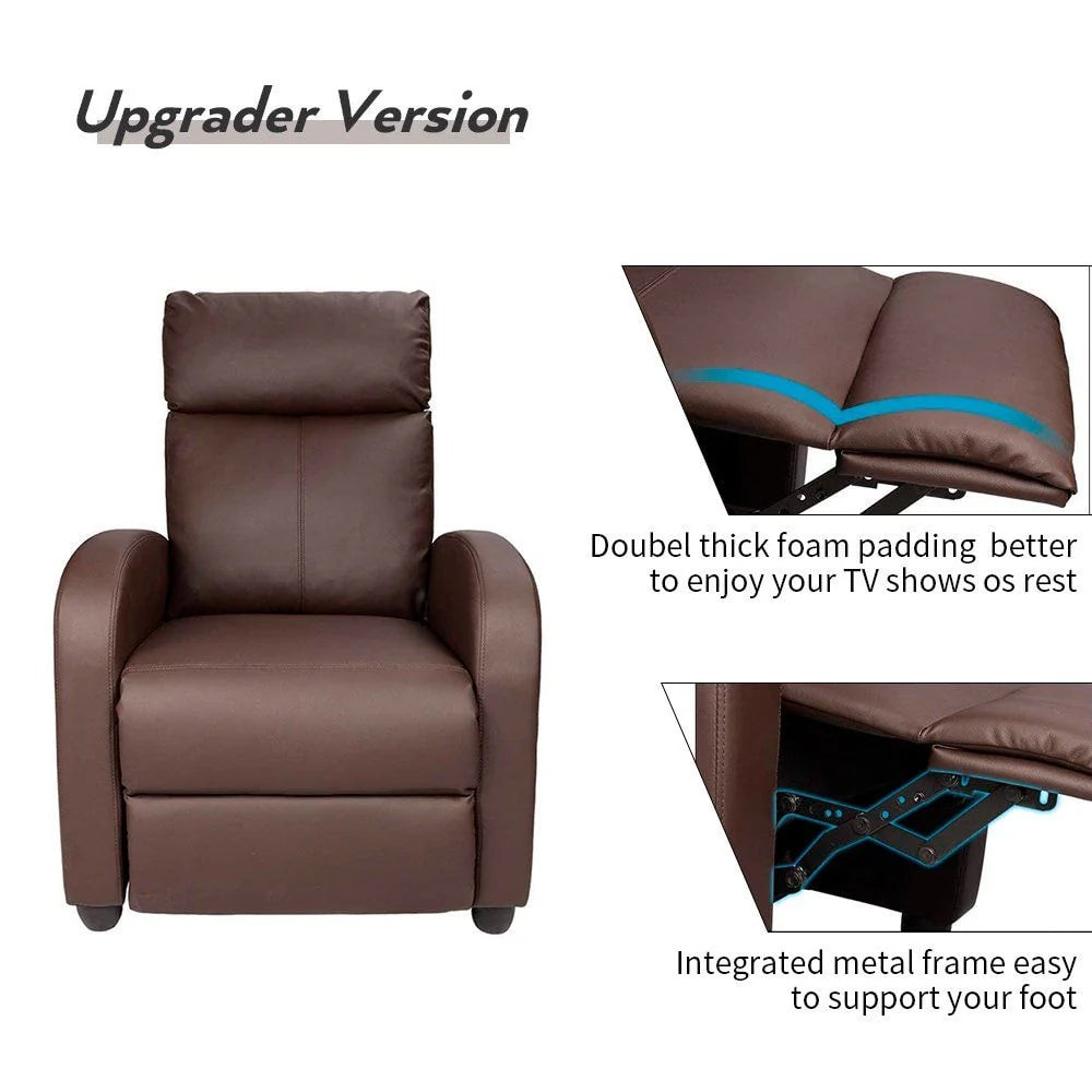 Massage Recliner Chair, PU Faux Leather Home Theater Recliner with Padded Seat