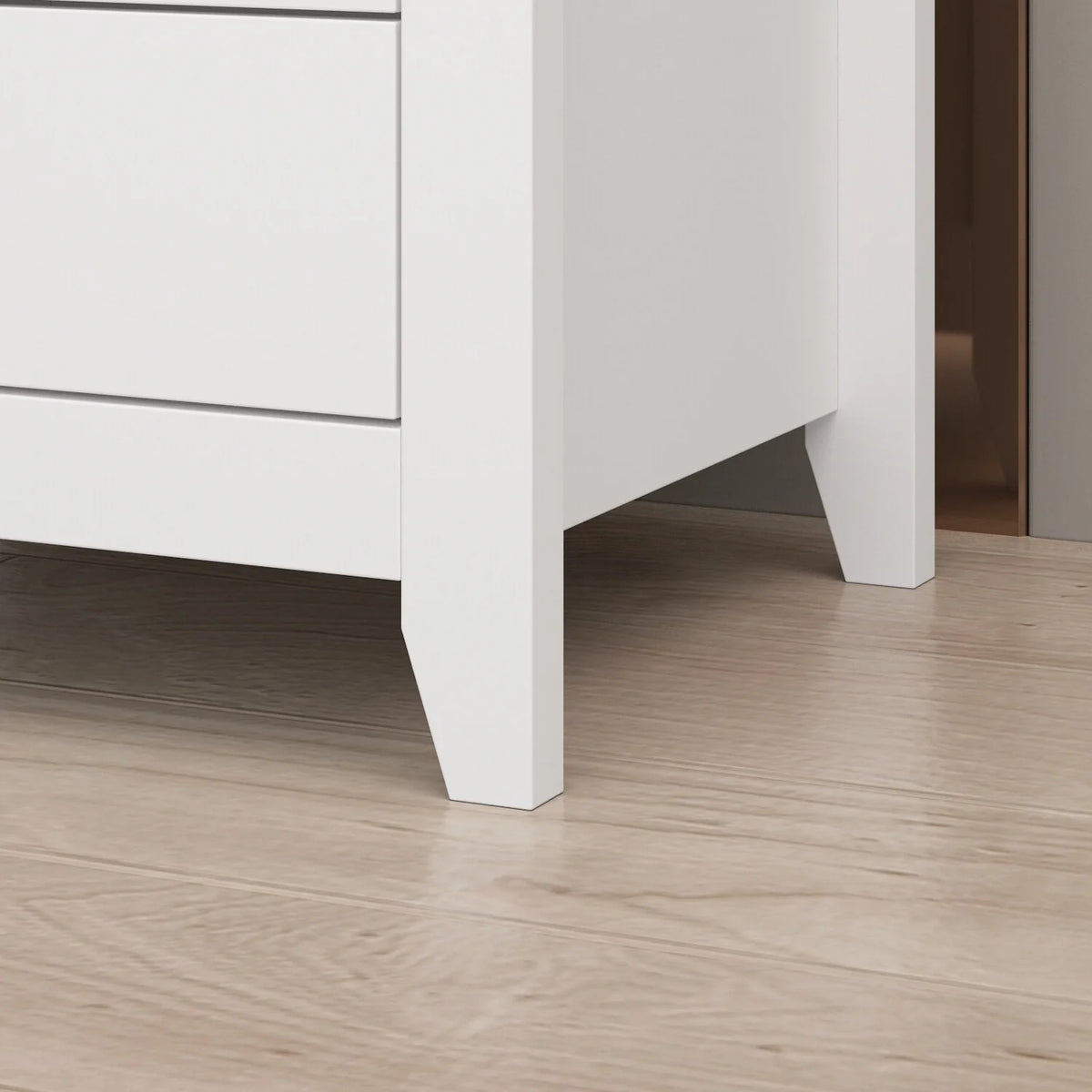 21.7 Inch Tall White Nightstand, 2 Drawers and 1 Open Shelf Bedside End Table