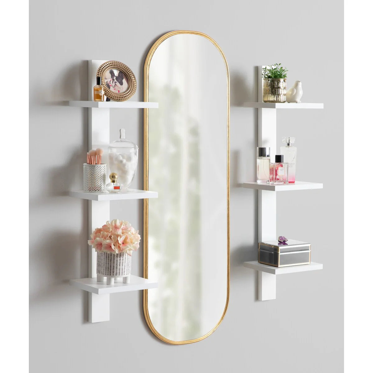 Modern Capsule Framed Wall Mirror, Decorative Oval Accent Mirror for Living Room, Bedroom and Entryway