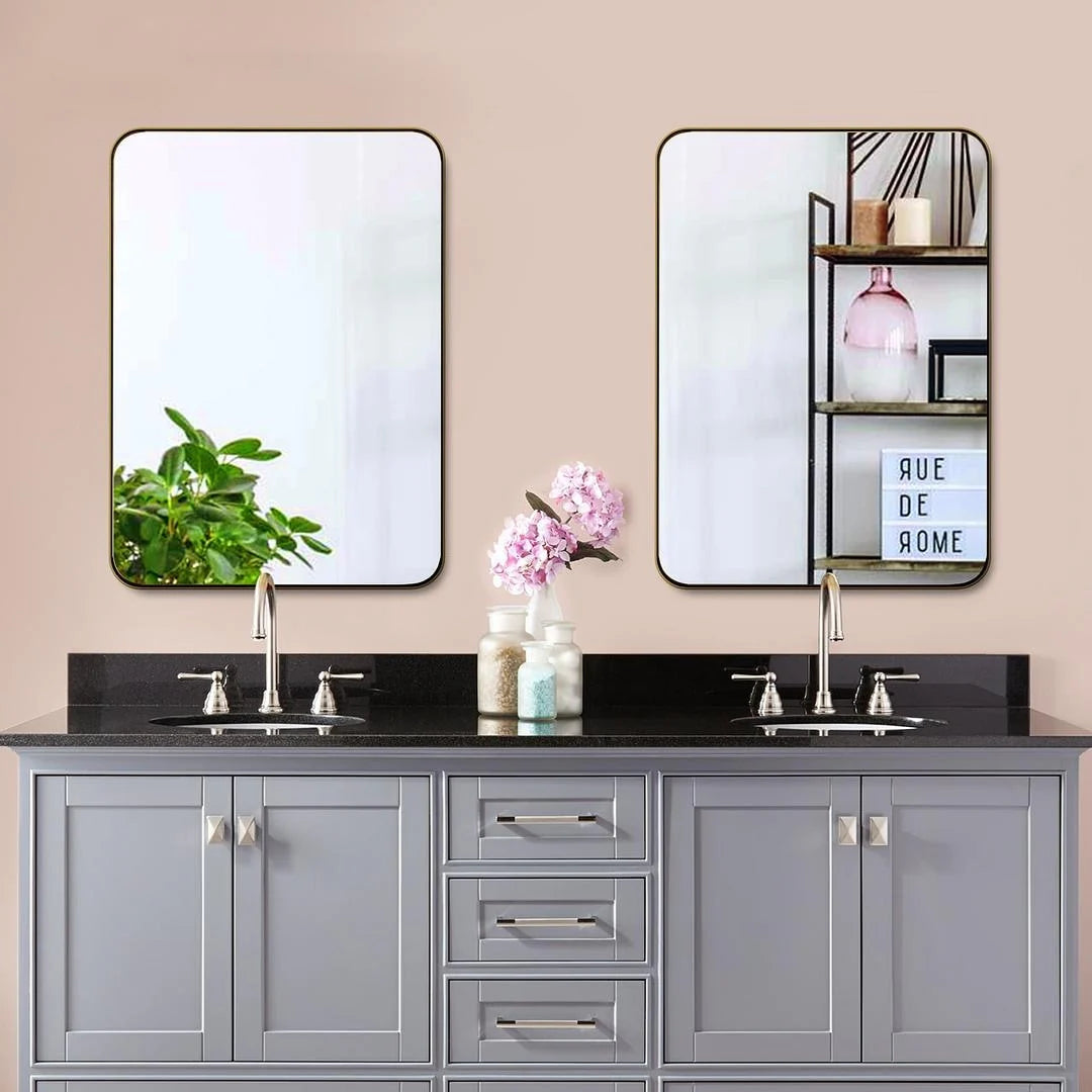 Metal Venetian Wall Mounted Mirror, Decorative Vintage Style Hanging Mirror for Living Room, Bedroom and Entryway