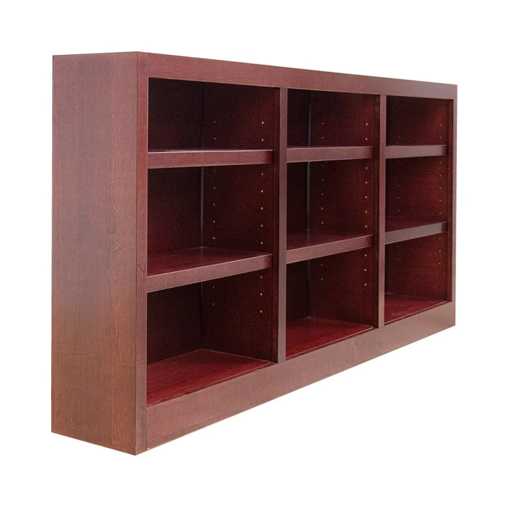 Triple Wide Wood Bookcase, 9 Shelf 36 Inch Tall Bookshelf for Home, Office and Display Storage