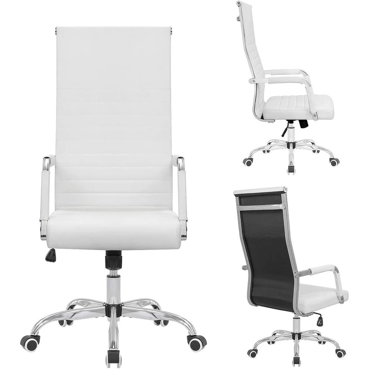 Ribbed High Back Office Chair, Ergonomic Conference Desk Chair for Home Office, Meeting Room and Workspace