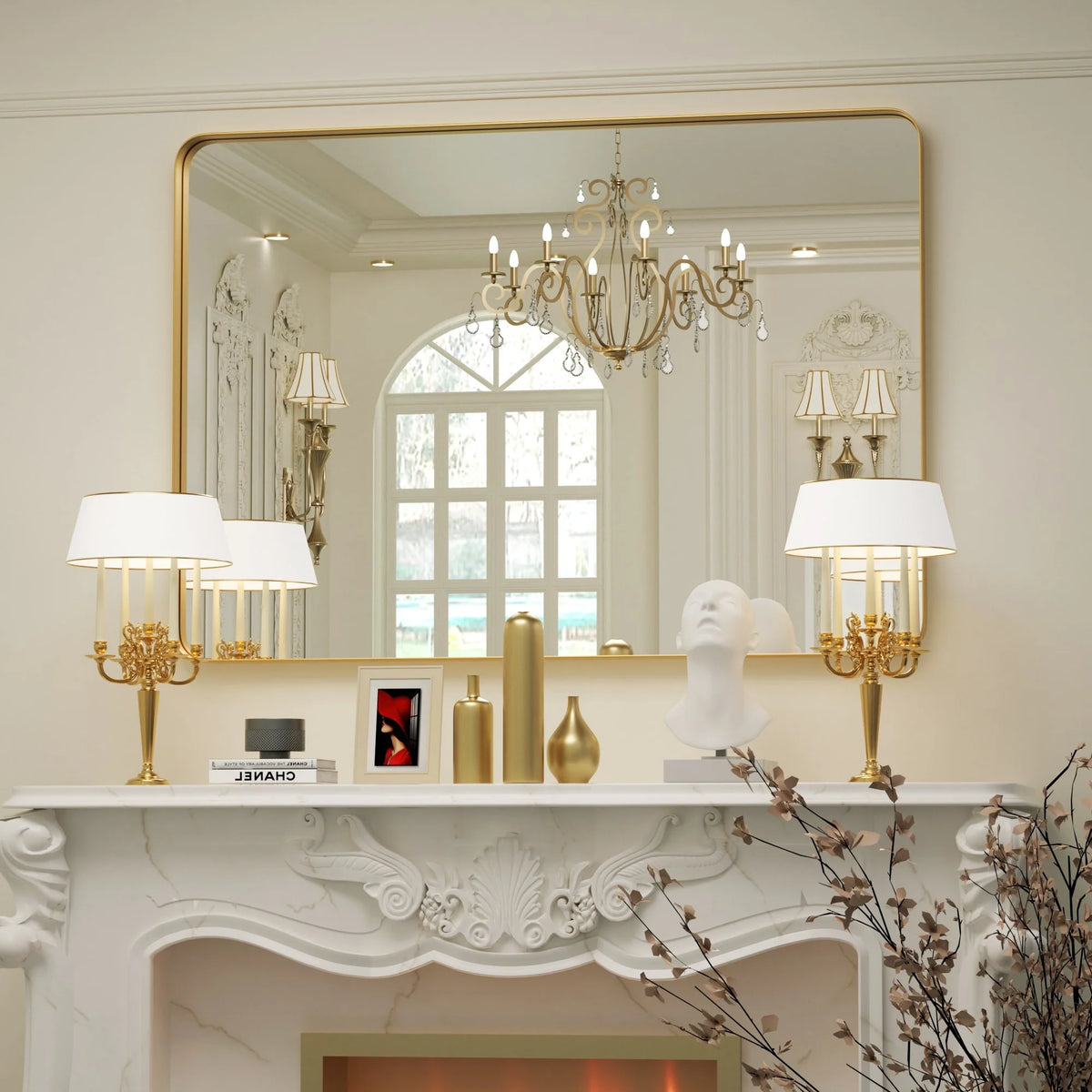 Wall Mirror Vanity Mirror, Bathroom Mirror with Rounded Corners, 1 Piece