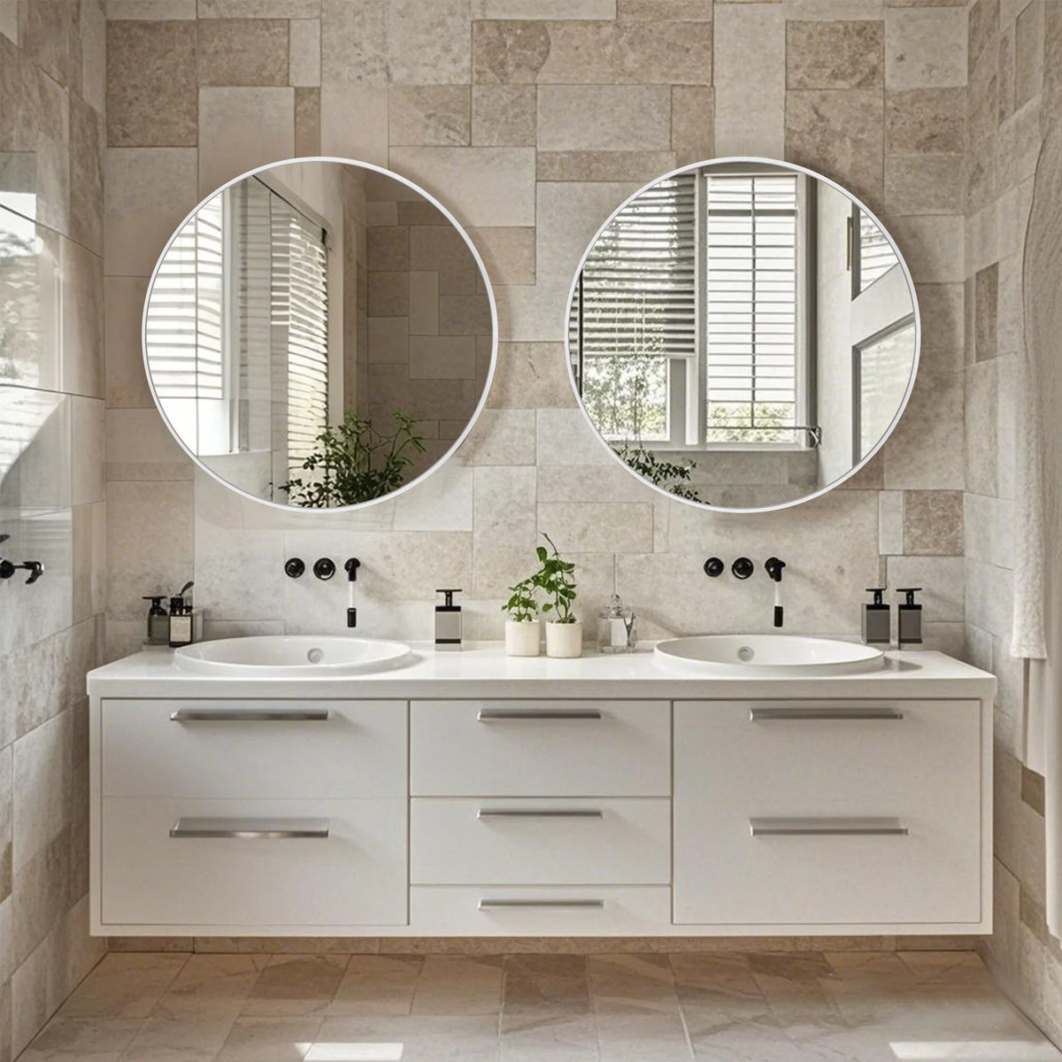 Modern Round Bathroom Vanity Mirror, Wall Mounted Circular Mirror for Bathroom, Bedroom and Home Decor