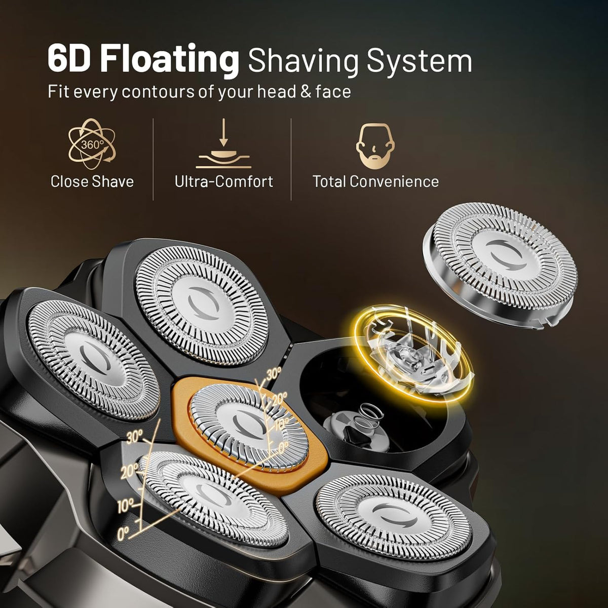 Waterproof Hypoallergenic Head & Face Shaver, Rechargeable Electric Razor for Men��s Scalp and Facial Grooming