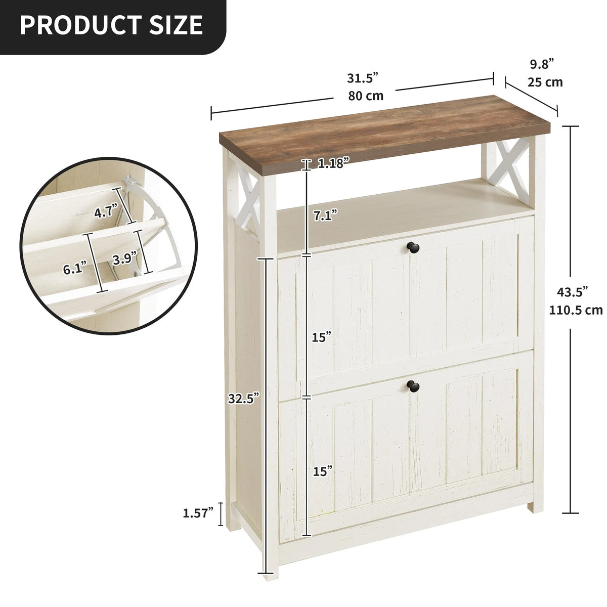 Shoe Storage Cabinet Organizer with 2 Compartments, Entryway and Hallway Shoe Cabinet