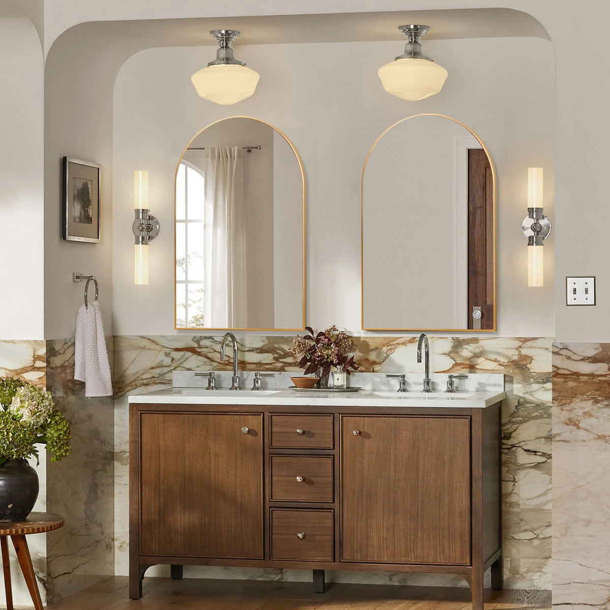 2 Pack 36x24 Inch Arched Bathroom Vanity Mirrors, Wall Mounted Decorative Mirrors for Bathroom and Bedroom
