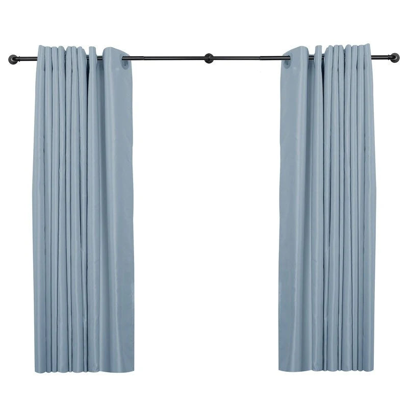 1 Inch Industrial Curtain Rods for Windows, Blackout Wrap-Around Rods, Rustic Matte Black