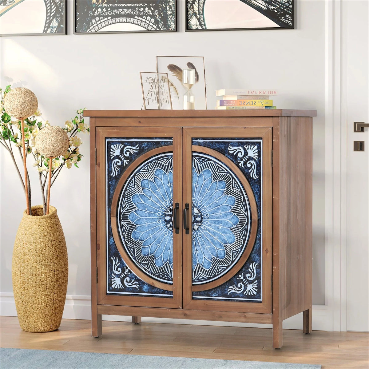 Vintage Storage Accent Cabinet, Small Sideboard Buffet Cabinet for Bedroom, Living Room and Entryway
