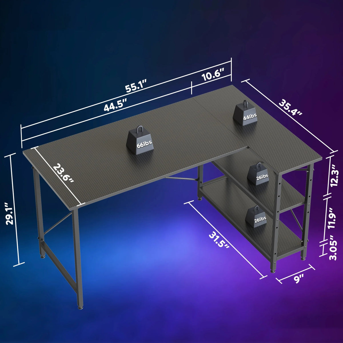 Small L Shaped Computer Desk with Storage Shelves, Compact Corner Workstation for Home Office and Study
