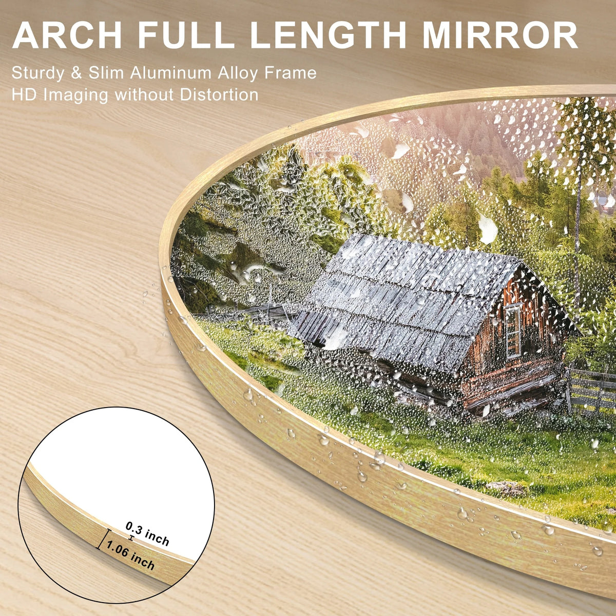 Modern Arched Full Length Floor Mirror, Aluminum Alloy Frame Standing Full Body Mirror