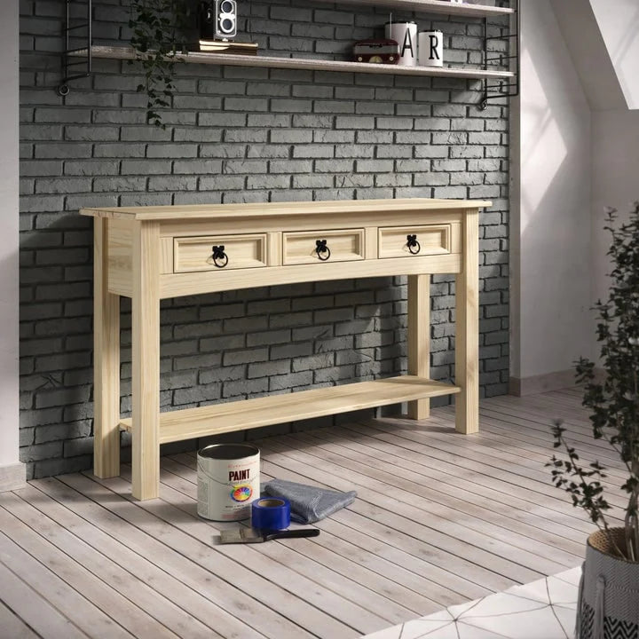 Wood Console Table with 3 Drawers, Entryway Hallway Storage and Display Table for Home