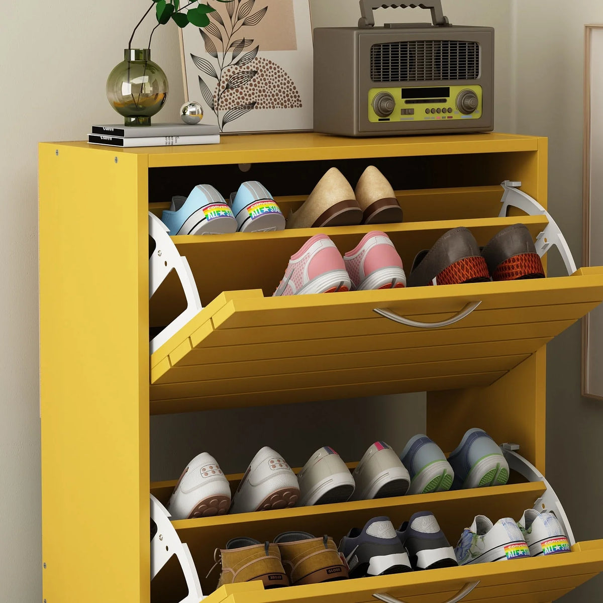 Modern Shoe Storage Cabinet for Entryway and Hallway, Space-Saving Shoe Organizer